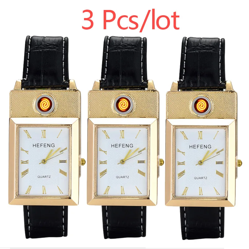 3 шт./лот Непламено ветрозащитный зажигалка часы Перезаряжаемые легче relogio сайт