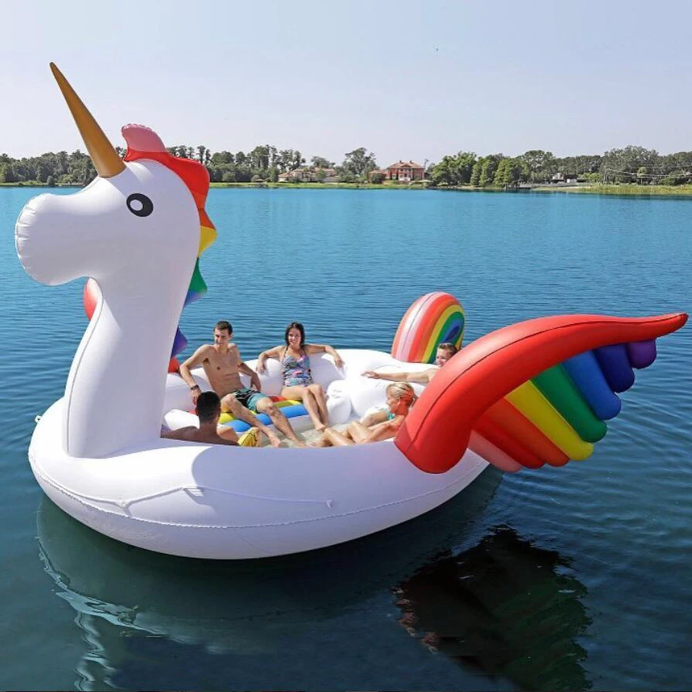 Unicorn floating Лето 6 взрослых огромный надувной бассейн плавающий гигантский плавучий Фламинго Единорог бассейн остров надувной бассейн вечерние DHL - Цвет: Unicorn floating