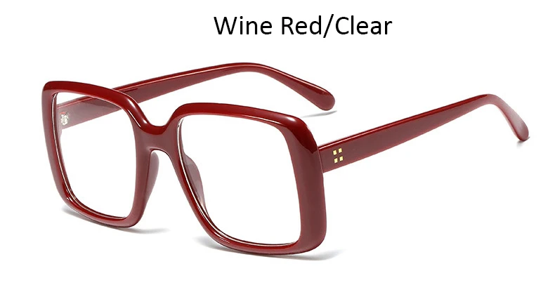 Wine Red Clear Женская оправа для очков, Новые квадратные очки, прозрачная оптика, женские очки большого размера, модная женская оправа для очков - Цвет оправы: Wine Red Clear