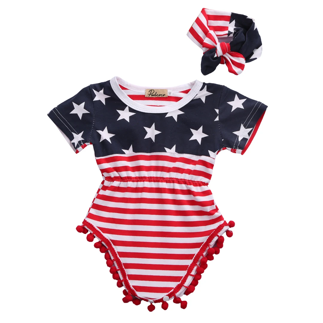 Детский комбинезон с американским флагом|romper clothes|newborn baby girl romperkids rompers |