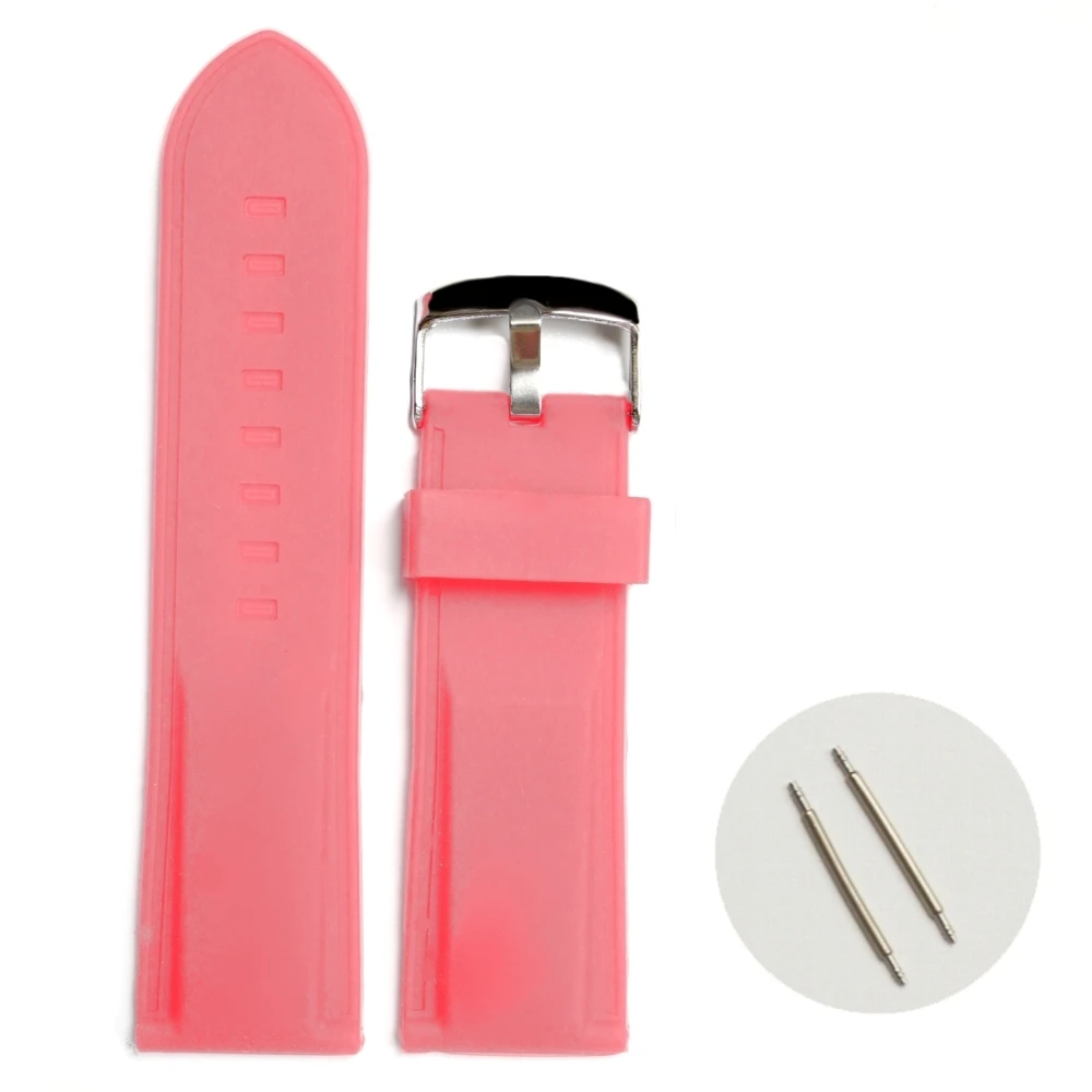 24 мм очаровательный розовый силиконовый желе резиновый ремешок для часов