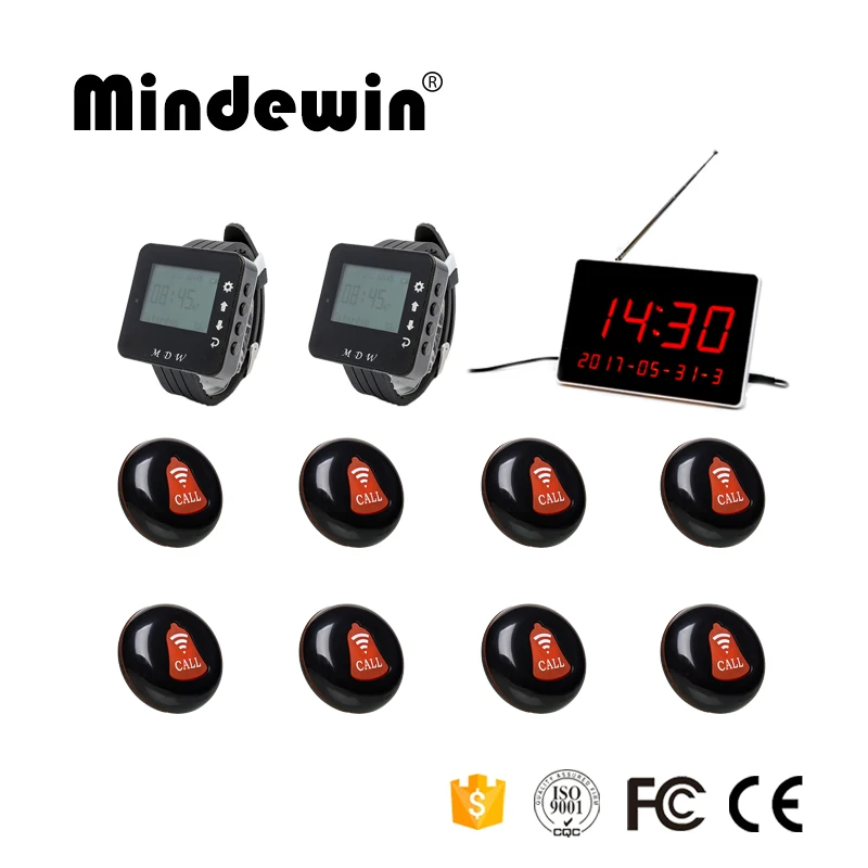 Mindewin новый дизайн 433 МГц 1 хост приемника голосовой связи + 2 часов 8 кнопок вызова