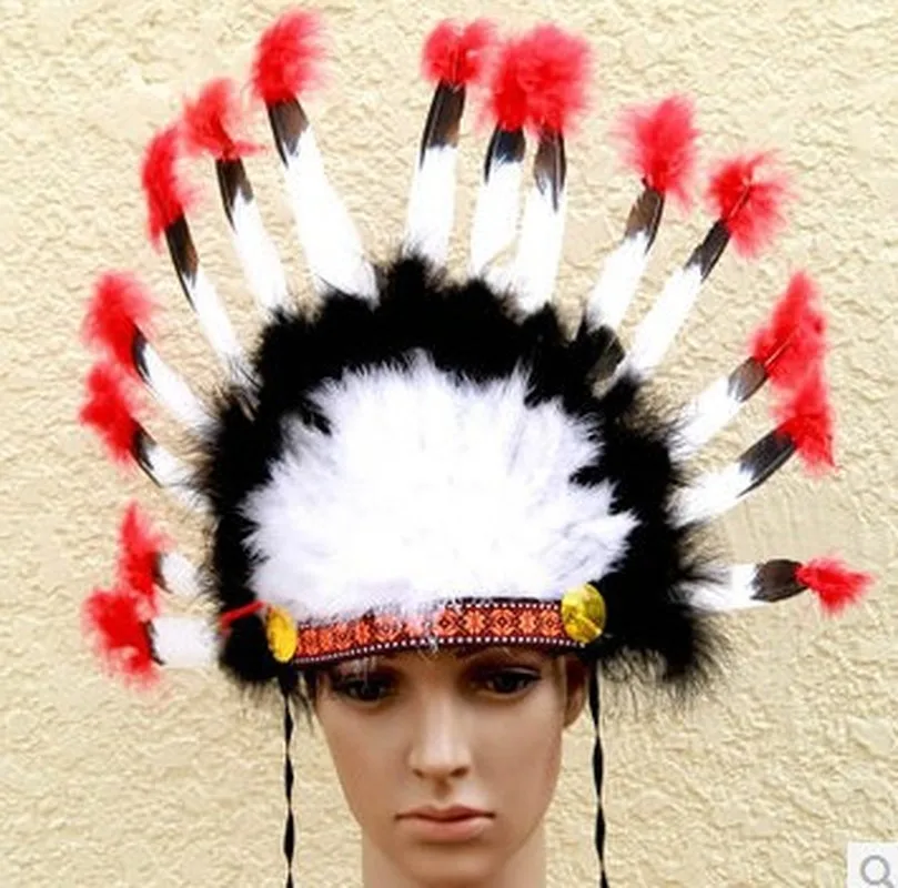 Indian feathered head with Brazil Carnival feather headdress 17 chieftain headwear | Дом и сад