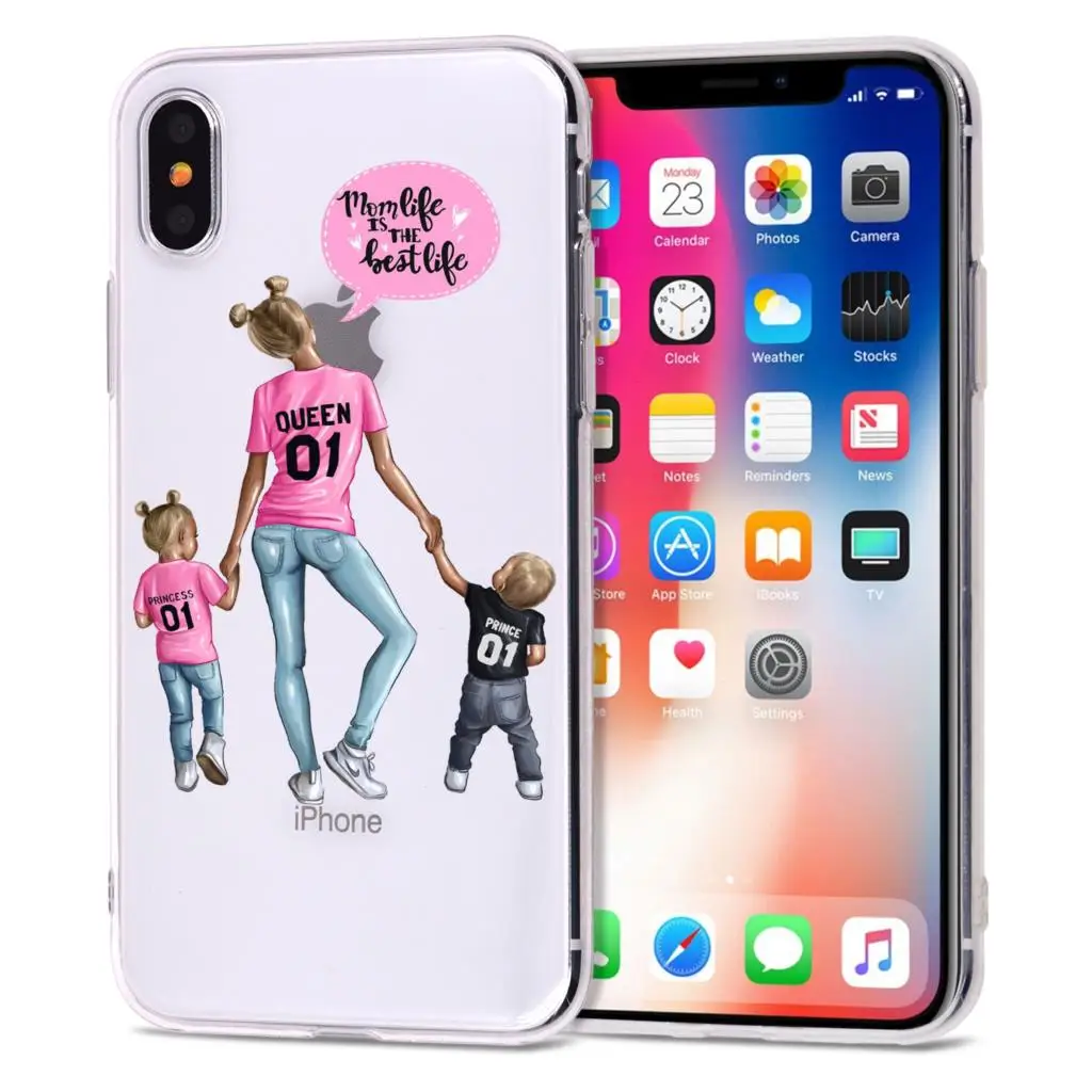 Fashion Black Brown Hair Baby Mom Girl Queen 01 Case For iPhone X XS Max XR 8 7 6 6s Plus 5 5s SE Silicone Woman Phone Cover |