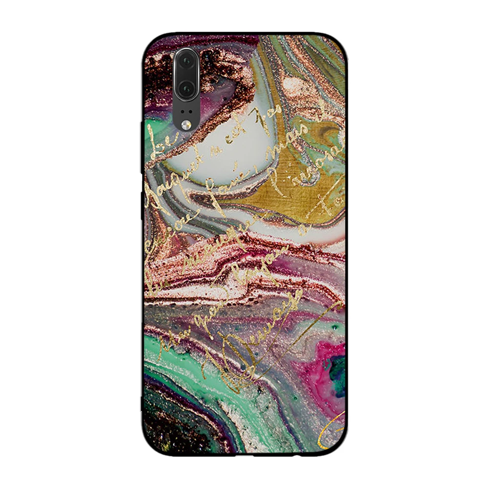 Glitter Marble soft phone For huawei Honor 6A 7A 3GB Pro 7X 8X 8C 10 Lite Note Back Cover | Мобильные телефоны и