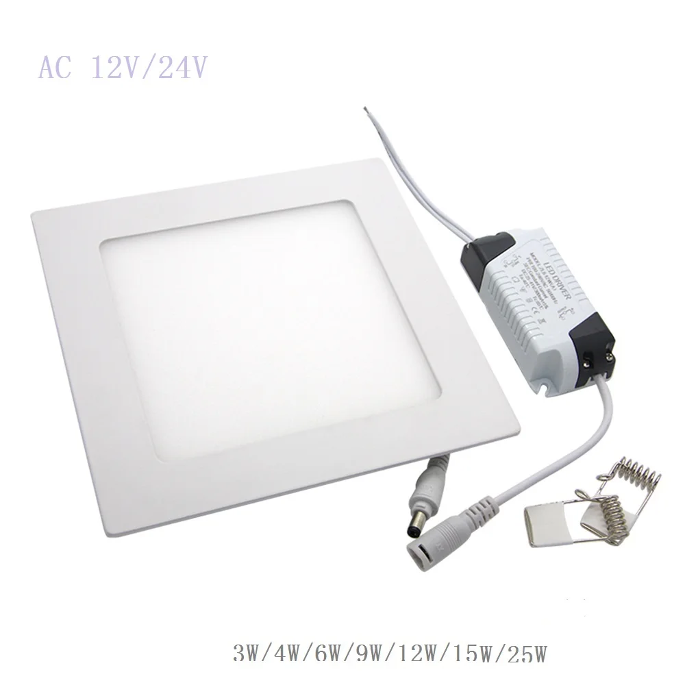 

AC 12V/24V Ultra thin design 3W -25w LED ceiling recessed grid downlight / slim square panel light free shipping+Driver