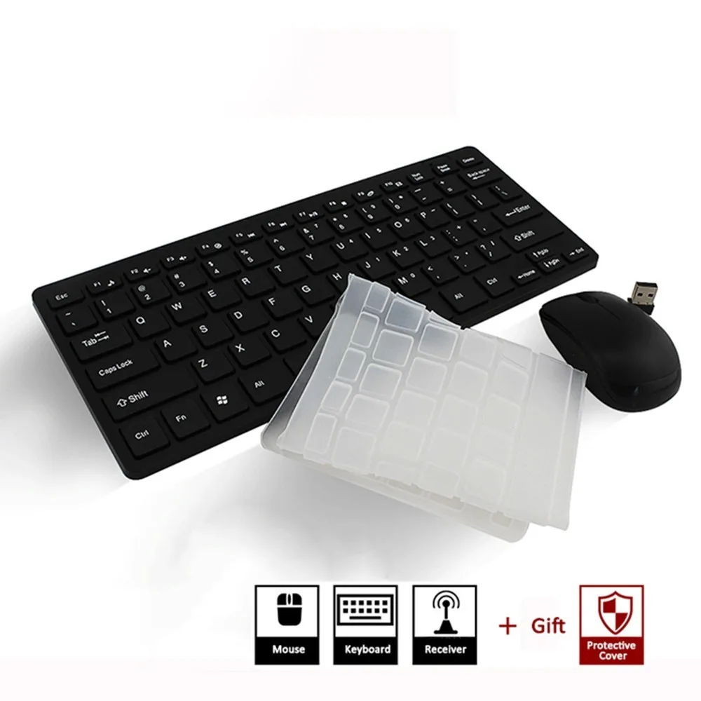 CHYI Wireless Mouse Keyboard Combo Ergonomic 2.4G Ultra Thin Keypad with 1200DPI Mice Kit Protective Film For PC Laptop Desktop |