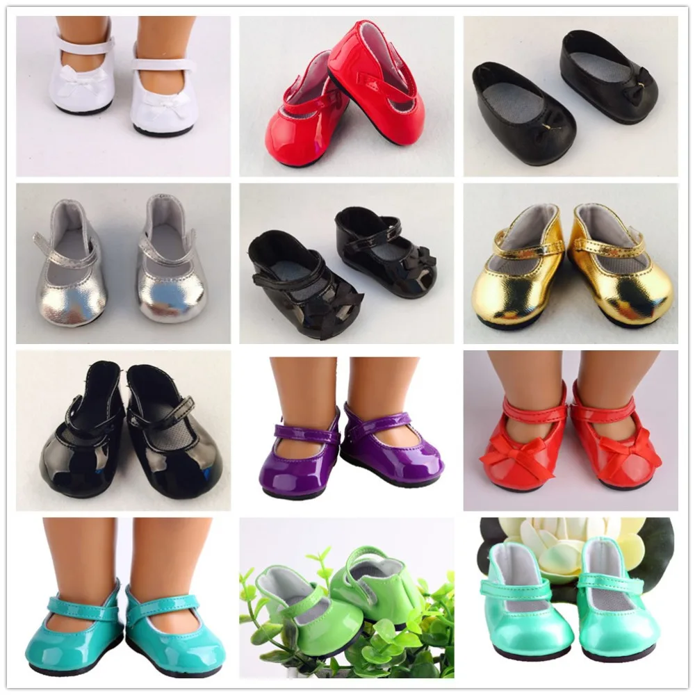 American Girl Doll Shoes Fits 18 inch Patent Leather With Bow Accessories 12 Colors for 18&quot Dolls LH1 | Игрушки и хобби