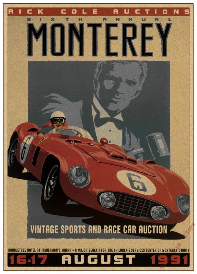 Супер гоночный Ретро мотор Monaco 1937 старинный автомобиль для путешествий, классический винтажный постер, сделай сам, домашний декор из крафт-бумаги