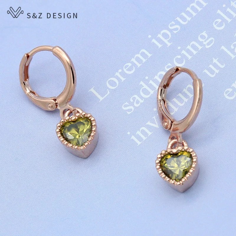 Женские серьги подвески S & Z классические из розового золота с кубическим