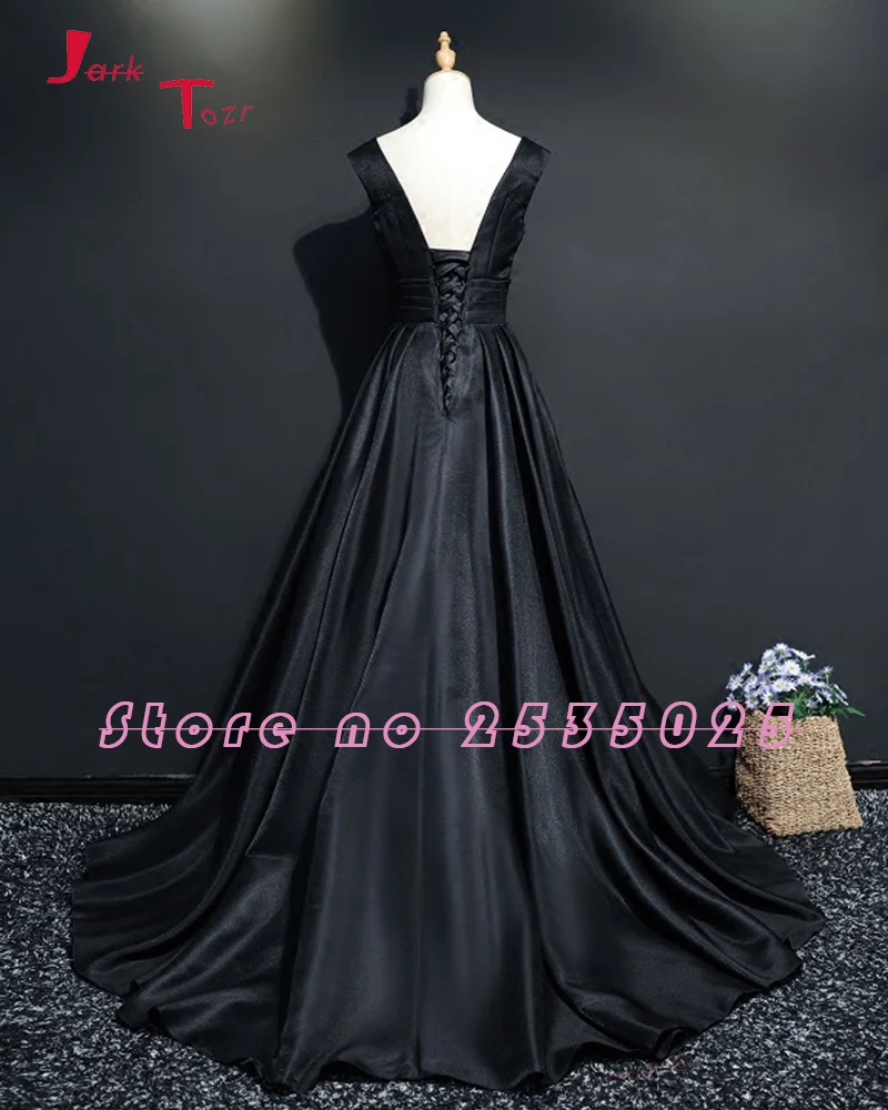 Jark Tozr Новое поступление Vestido Longo сексуальное черное атласное вечернее платье с