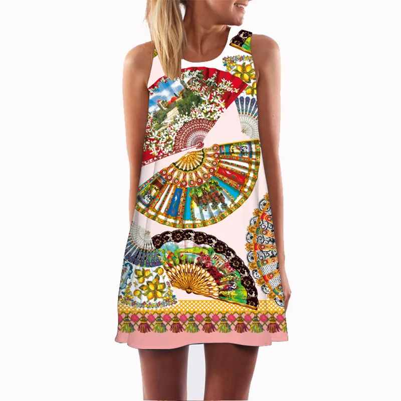 Vestidos платье Новинка 2018 лето без рукавов женское на бретелях европейский и американский Винтаж с круглым