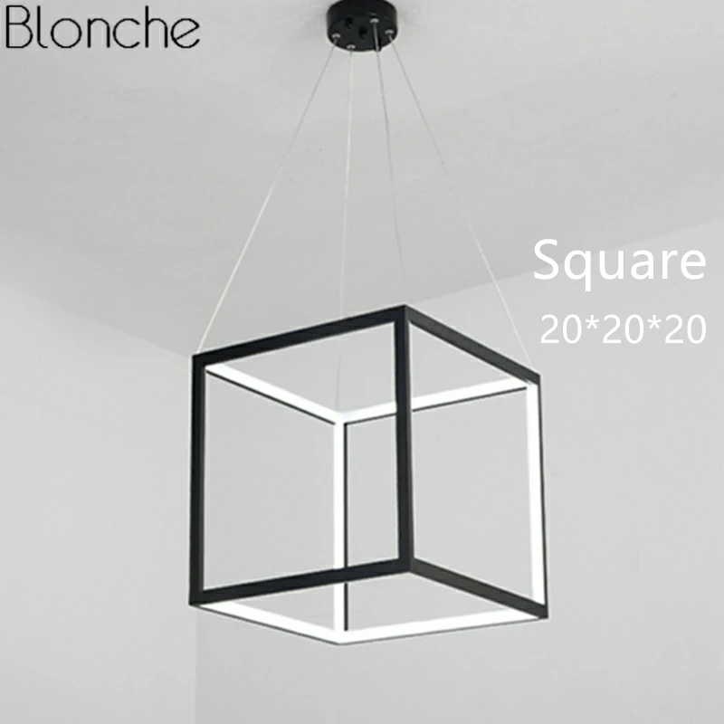 Square20cm Скандинавские подвесные светильники, современный светодиодный подвесной светильник для гостиной, домашний декор, кухонный Лофт светильник, промышленные треугольные светильники - Цвет корпуса: Square20cm