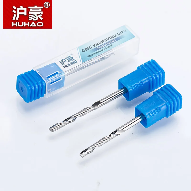 HUHAO 1pc 3.175mm Single Flute Spiral Cutter 3A TOP Quality CNC Router bits for wood Acrylic PVC End Mill Carbide Milling | Инструменты