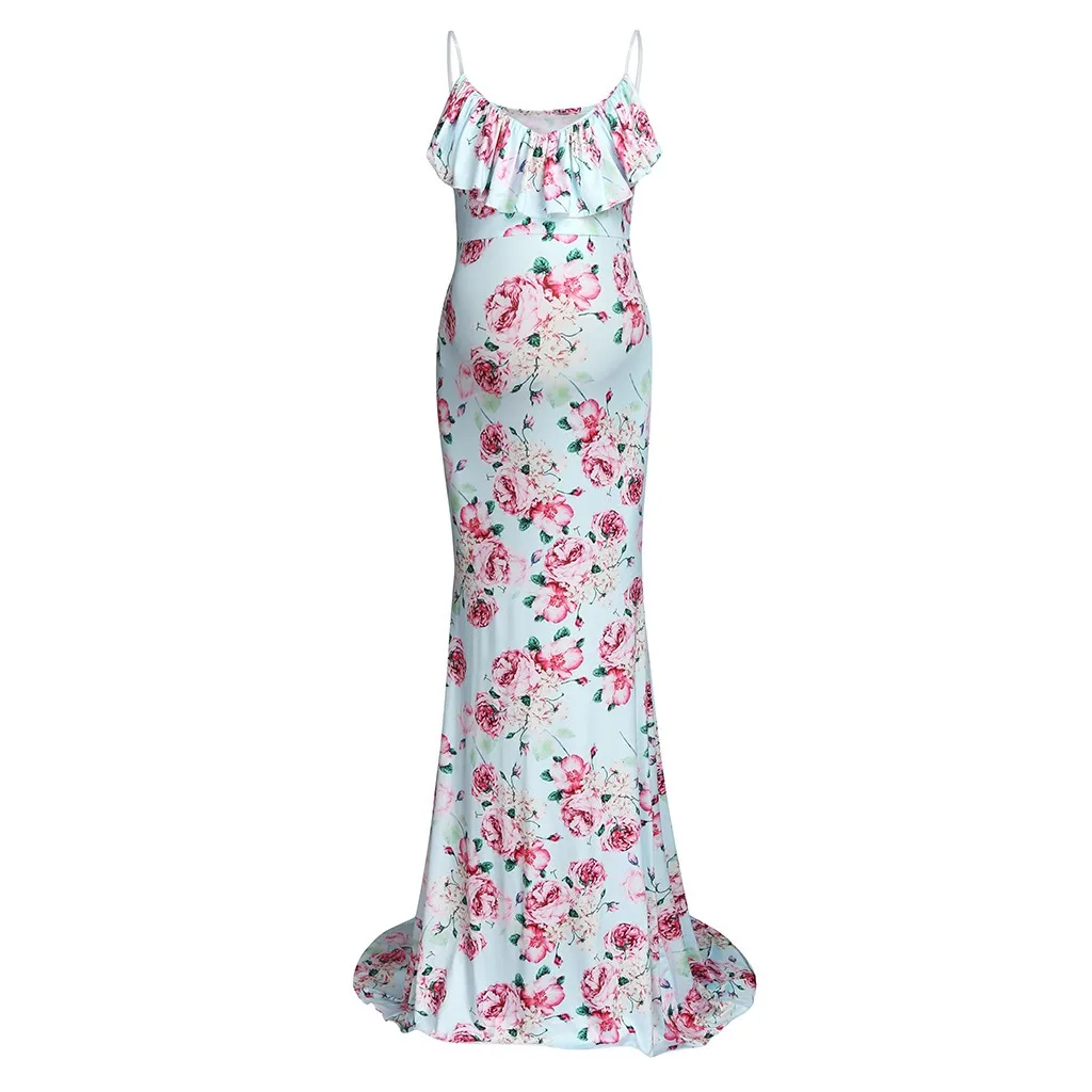 Wummer платья для беременных женщин без рукавов с оборками Цветочные Элегантные