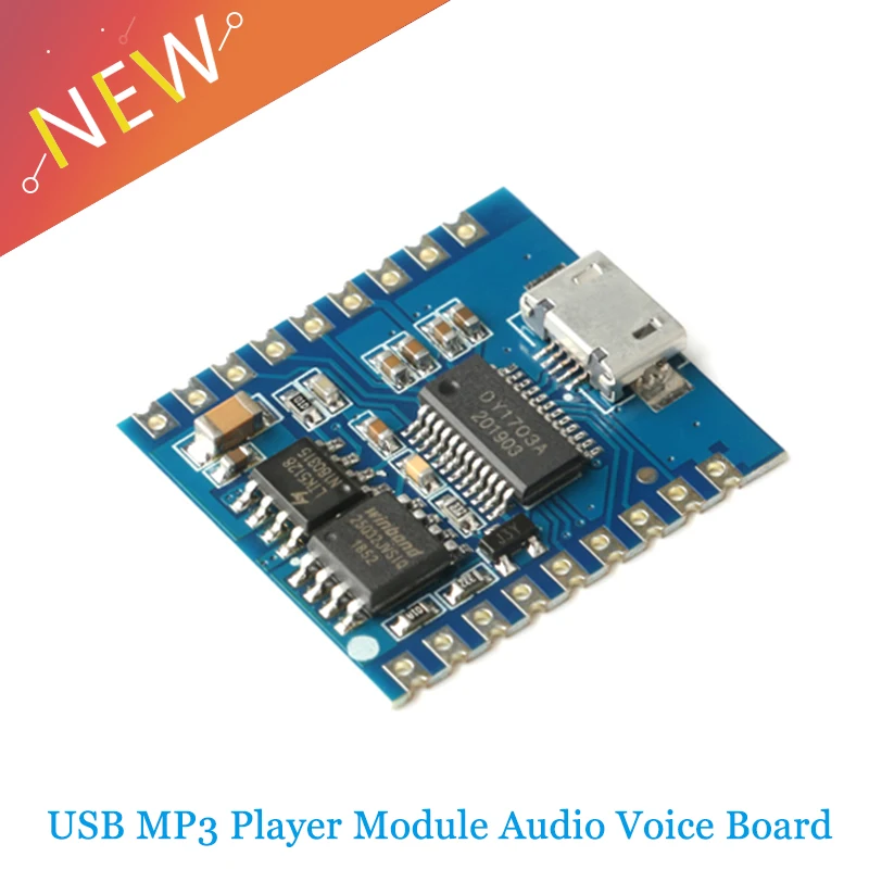 

Voice Playback Module DY-SV17F MP3 Voice Module WAV Decoding 32Bit IO Trigger UART Control Storage Audio USB Download Flash