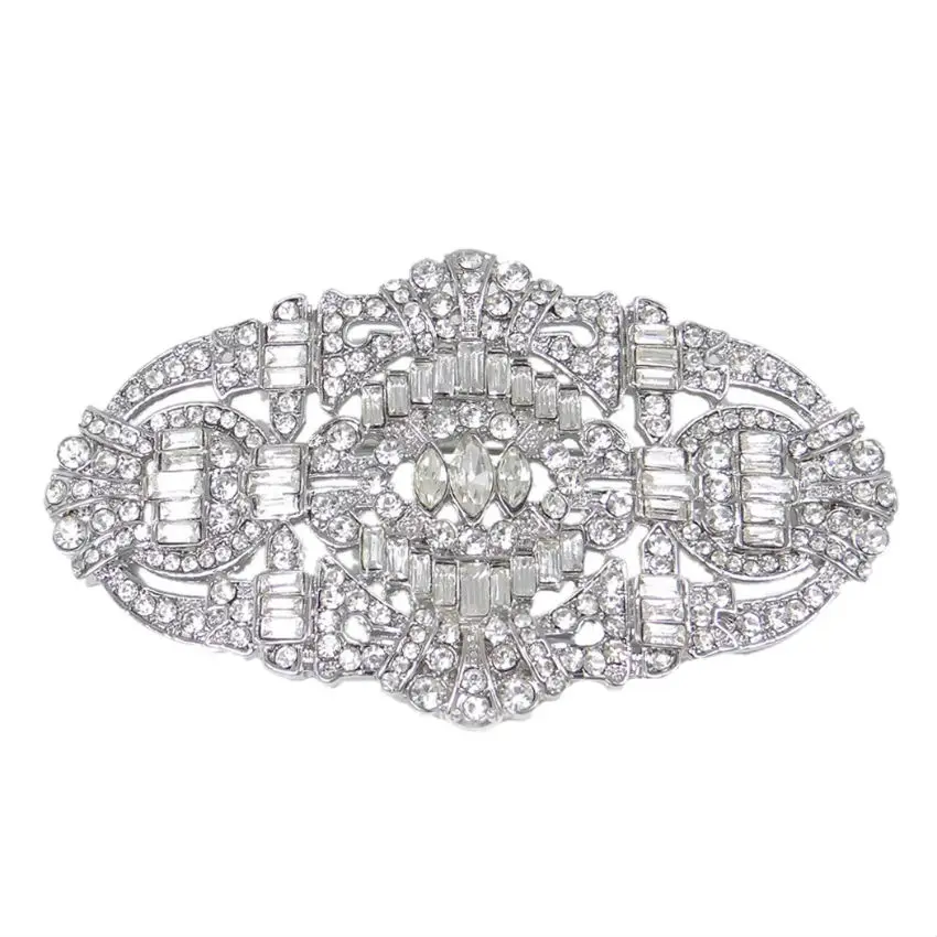 Silver Tone Tuliper брошь The Great Gatsby свадебная брошь с кристаллом, броши для женщин, Свадебная вечеринка, ювелирные изделия, подарок, женская брошь - Окраска металла: Silver Tone