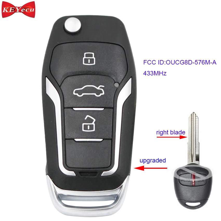 KEYECU для Mitsubishi Outlander 2006 2015 заменяемая обновленная флип карта 433 МГц ID46