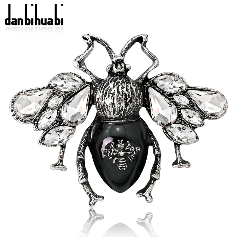 Винтаж Стиль крылья инкрустированные стразами bee брошь для Для женщин шарф клип