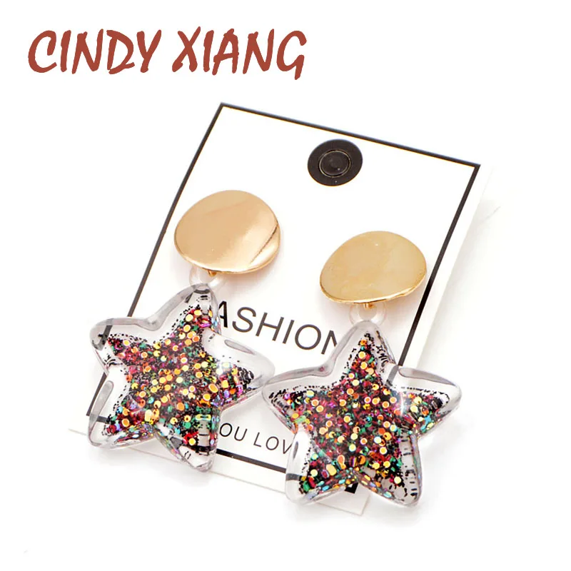 Женские пляжные серьги CINDY XIANG большие блестящие гвоздики в виде звезды 3 цвета на