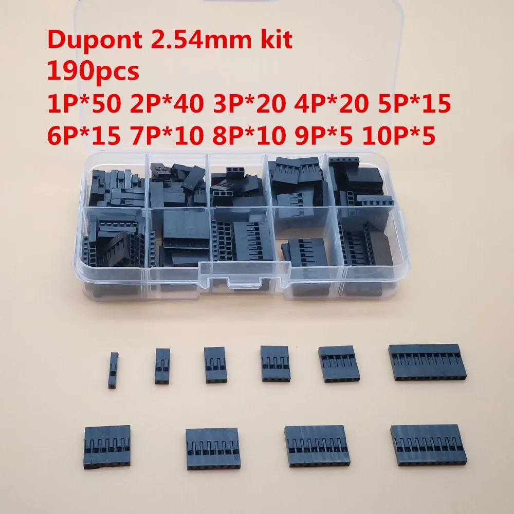 190 шт. комплект Dupont для комплектов 1P/2P/3P/4P/5P/6P/7P/8P/9P/ 10pin корпус пластиковый Клемма