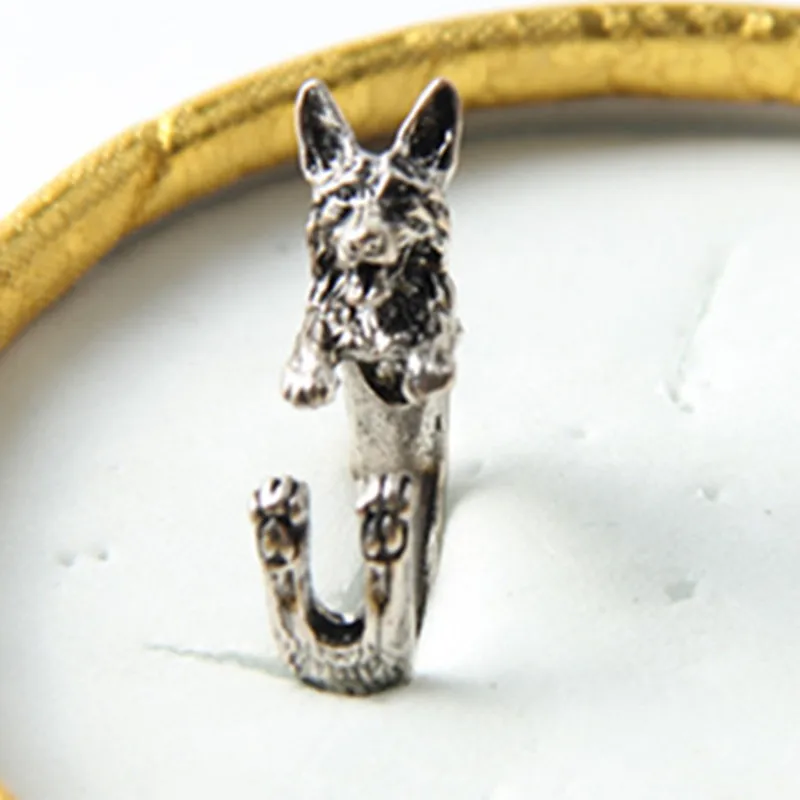 10 шт./лот Ретро панк кольцо немецкой овчарки свободного размера хиппи животное