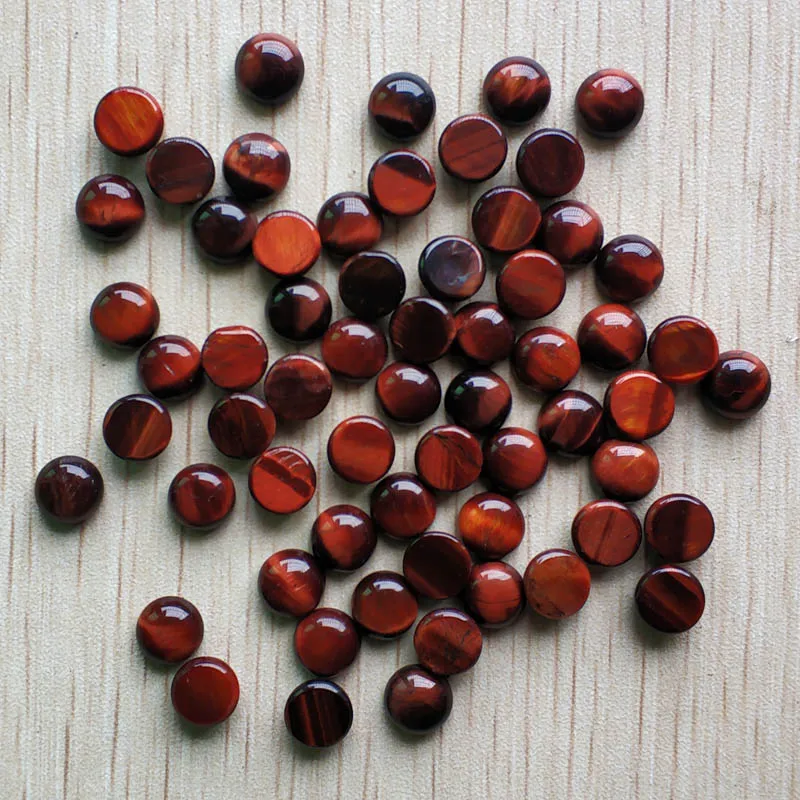 Круглые кабошоны из натурального красного тигрового глаза диаметр 8 мм 50 шт./лот