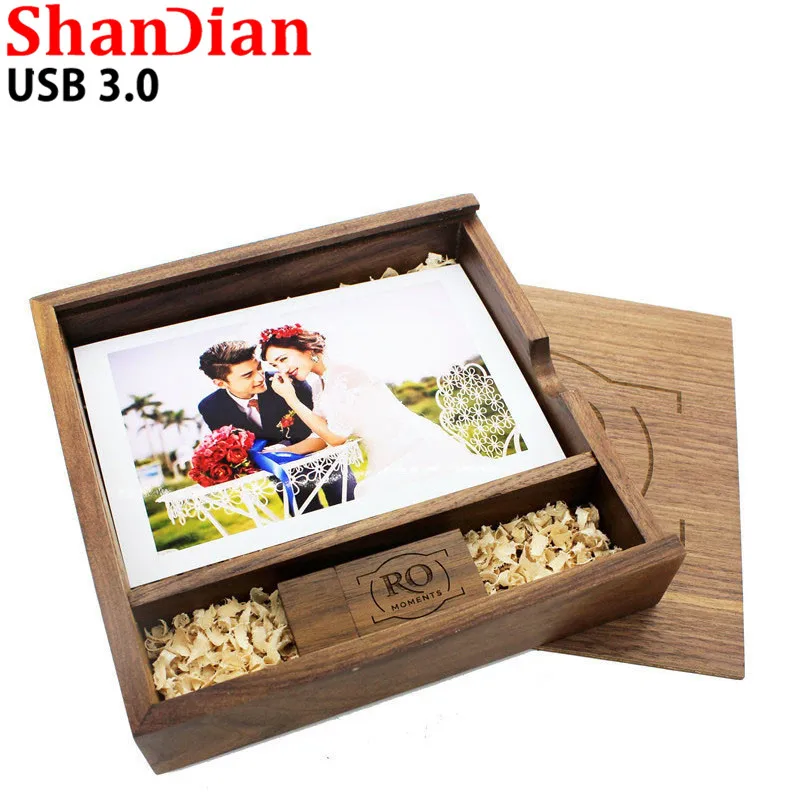 SHANDIAN USB 3,0 логотип клиента деревянный фотоальбом usb+ коробка usb флеш-накопитель U диск Флешка 8 ГБ 16 ГБ 32 ГБ фотография свадебный подарок