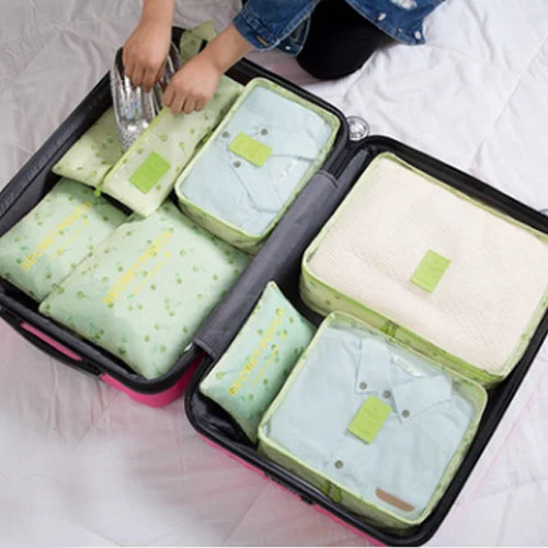 Peach green 7 шт. высококачественные однотонные диванные подушки дорожный Набор из 7 из толстого водонепроницаемого материала; хранение чемоданов сумка Спальня, дорожная сумка для хранения - Цвет: Peach green