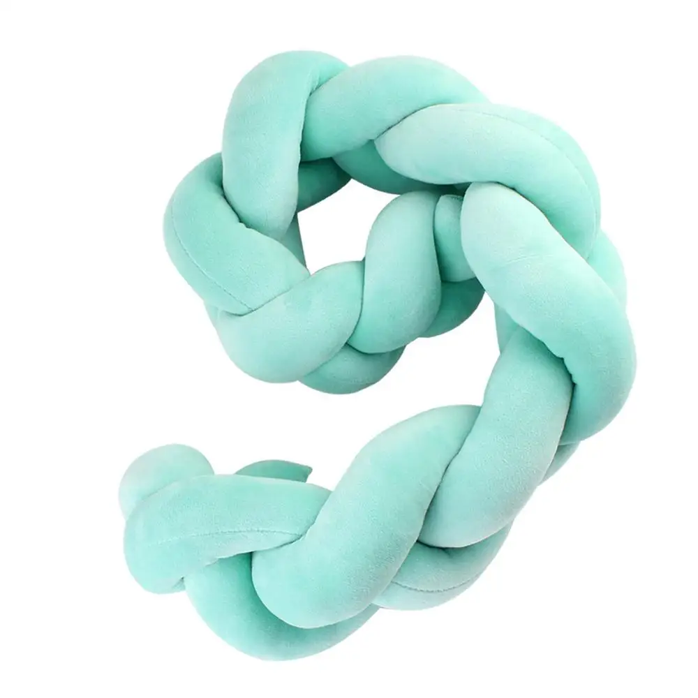 Blue 100 cm 100/200 см бампер для новорожденной кровати чистый цвет плетение узел бампер для детской комнаты декор защита для кроватки детские постельные принадлежности аксессуары - Цвет: Blue 100 cm