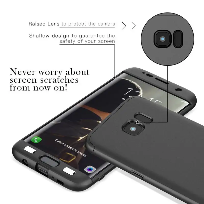 Роскошный Жесткий чехол из поликарбоната для Samsung Galaxy S6 S7 Edge S8 S9 Plus Note 8 A5 A7 A8 2018 3 в 1