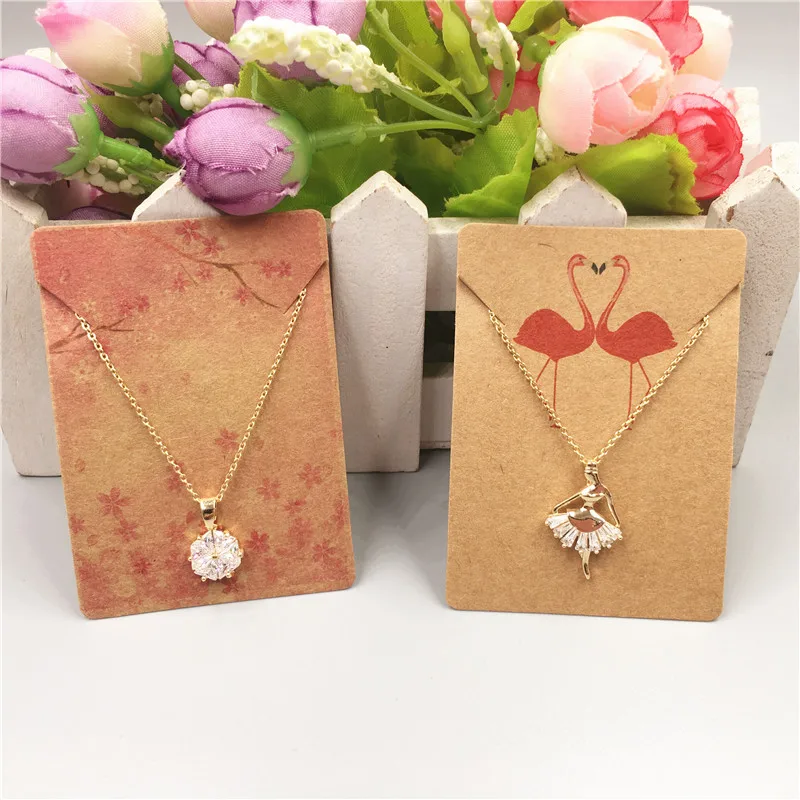 

New Hot 50 pcs Simple Marble/Flamingo Style 7*5cm Paper Card Jewelry display Card Necklace/Hand Chain Packaging Paper Card