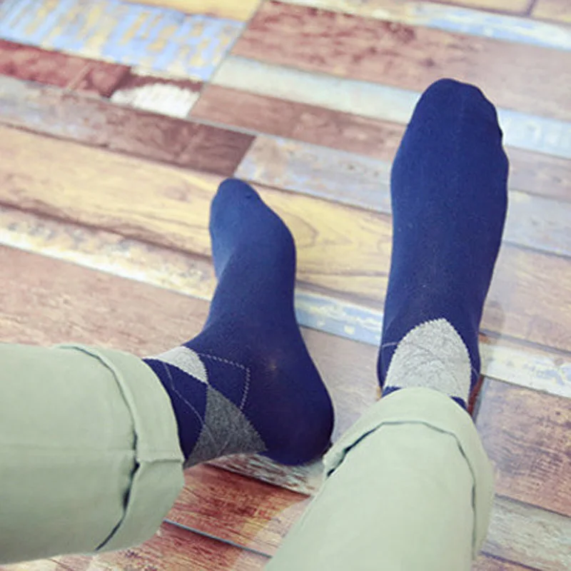 5 пар/партия хлопок Для мужчин носки Призма Клетчатый узор Стиль Повседневное