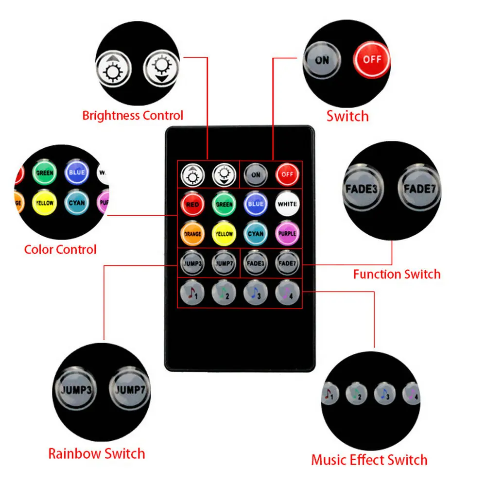 4 шт. Авто Атмосфера Светодиодные ленты светильник s Voice Управление цветная (RGB)
