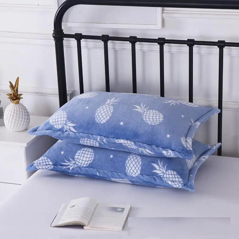 2pcs Pillowcase-16 2 шт. фланелевые наволочки с принтом зимняя мягкая теплая плотная Коралловая флисовая наволочка 48*74 см - Цвет: 2pcs Pillowcase-16