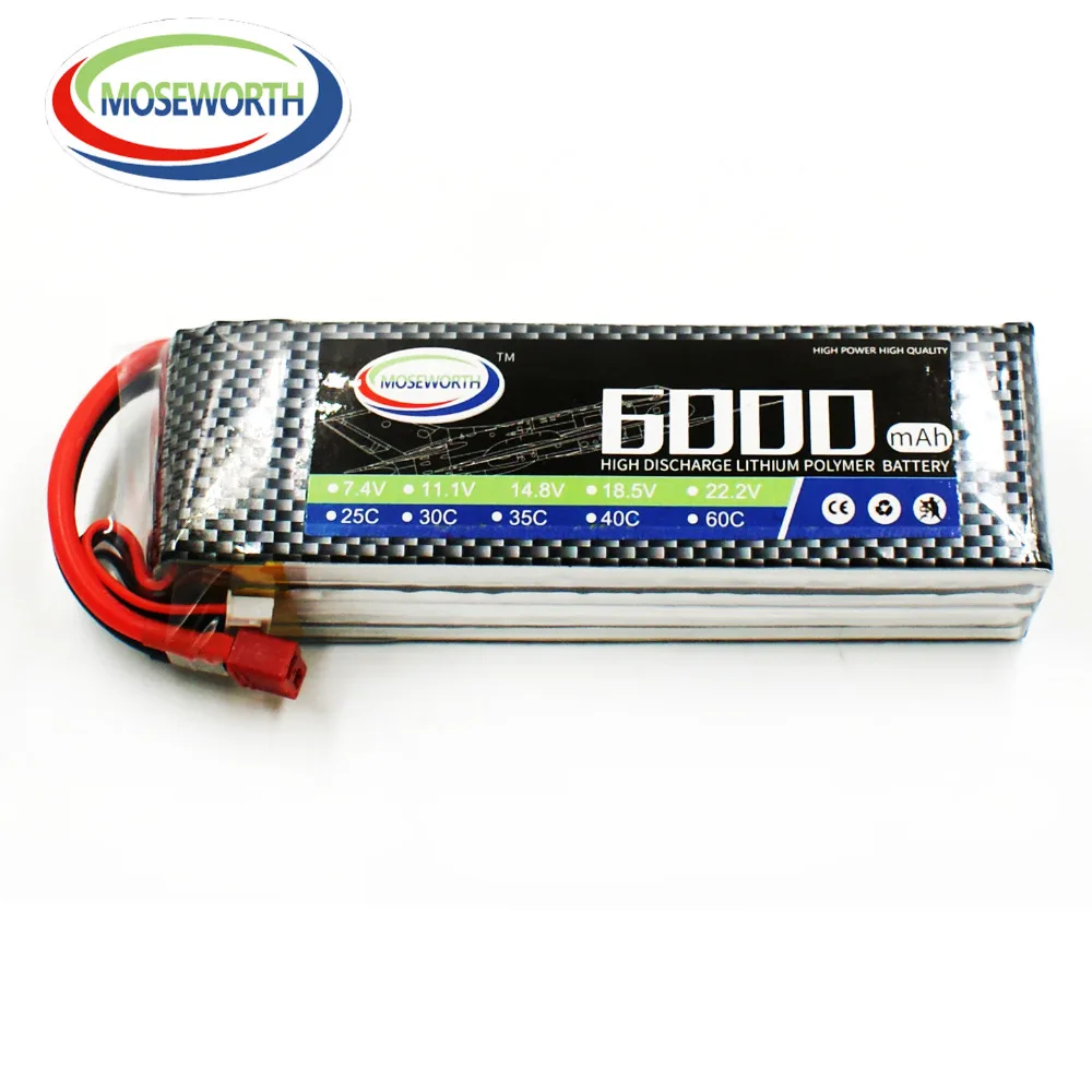 RC LiPo аккумулятор 4S 14,8 V 6000mAh 25C Max 50C для радиоуправляемого дрона вертолета квадрокоптера самолета автомобиля лодки грузовика батареи LiPo 14,8 V