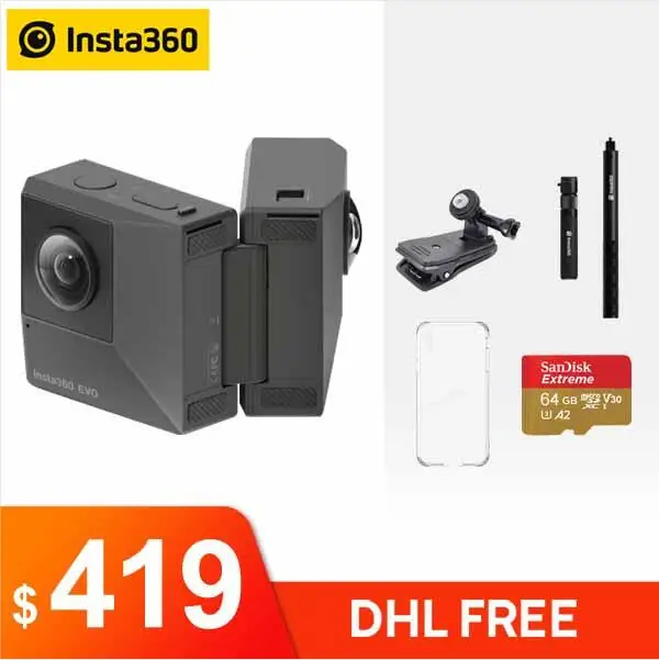 Insta360 EVO 360 VR панорамная 3D камера 5,7 K видео экшн мини-камера для Android и iPhone селфи-палка vs Insta360 ONE X