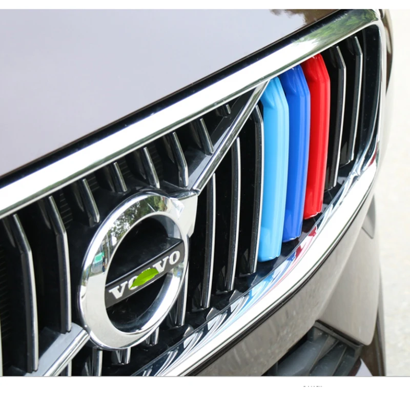 

Аксессуары для стайлинга автомобиля для Volvo XC60 2018, автомобильный гриль, трехцветная полоса, ABS декор, модифицированные наклейки, наклейка, ав...
