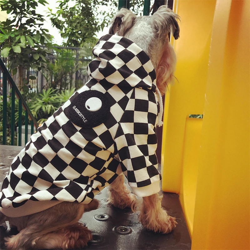 Модный клетчатый Стиль панель в форме французского бульдога теплая верхняя