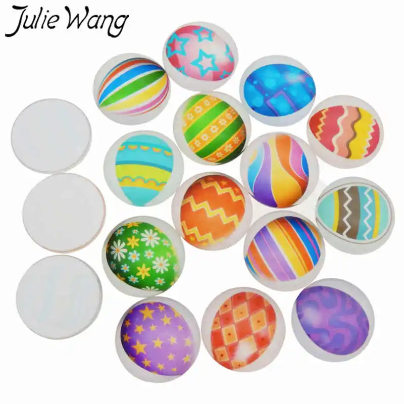 Julie Wang 20 шт 8-30 мм Смешанные Цветные пасхальные яйца стеклянные кабошоны с плоской