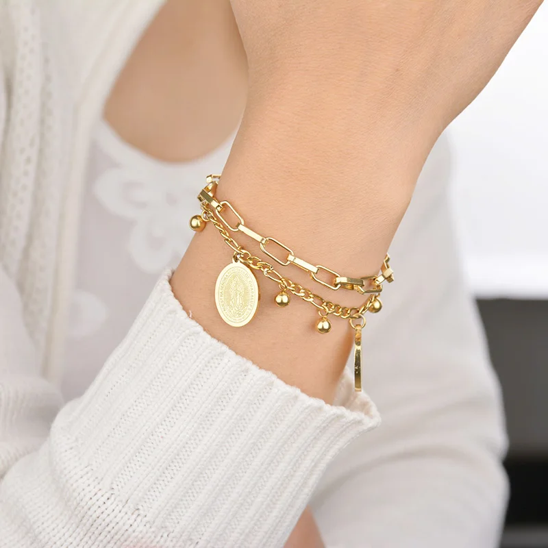 Амулеты кристианские украшения Девы Марии бусины золотистого цвета браслеты из