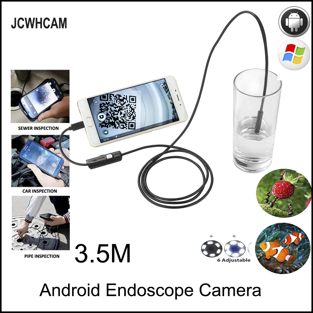 Камера-Эндоскоп JCWHCAM на Android, HD 720P, 8 мм, 5 м