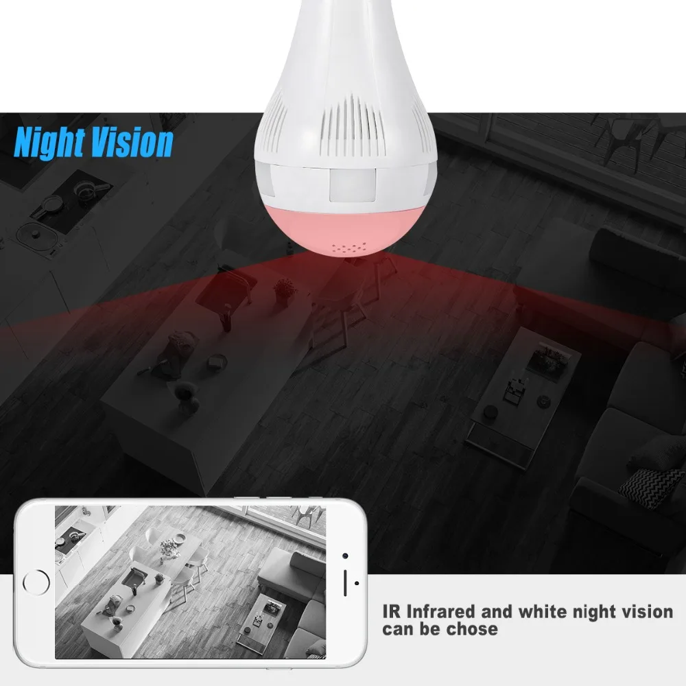 PLV 960 P 360 градусов Беспроводной IP Камера лампочки FishEye умный дом CCTV 3D VR 1.3MP охранных