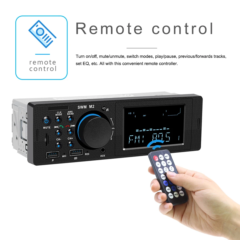 Автомагнитола SWM M2 с Bluetooth FM-радио 60 Вт mp3-плеер USB TF-карта 3 5 мм AUX громкая связь