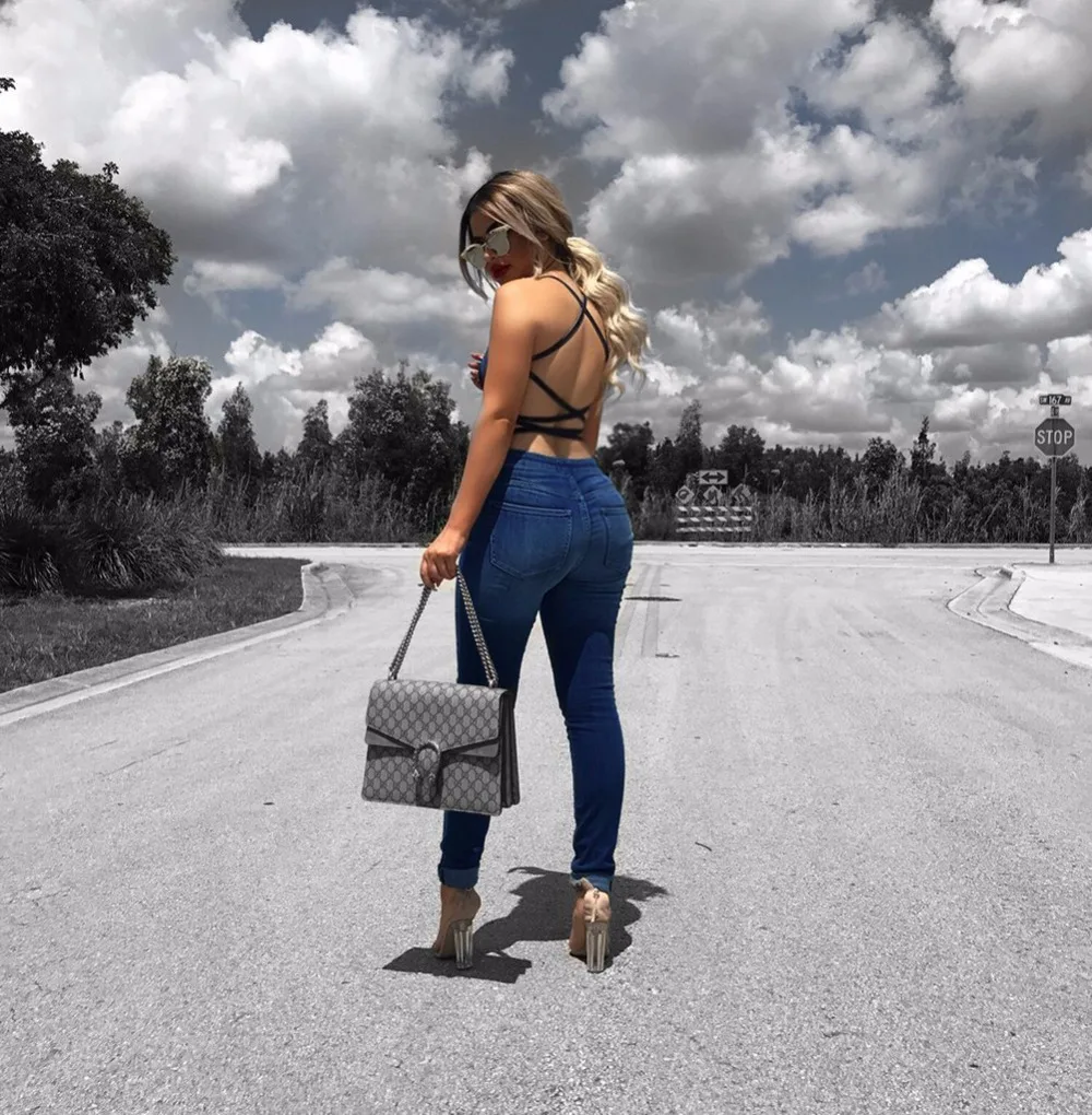 Сексуальное Нижнее Женское платье без рукавов из джинсовой ткани с низким