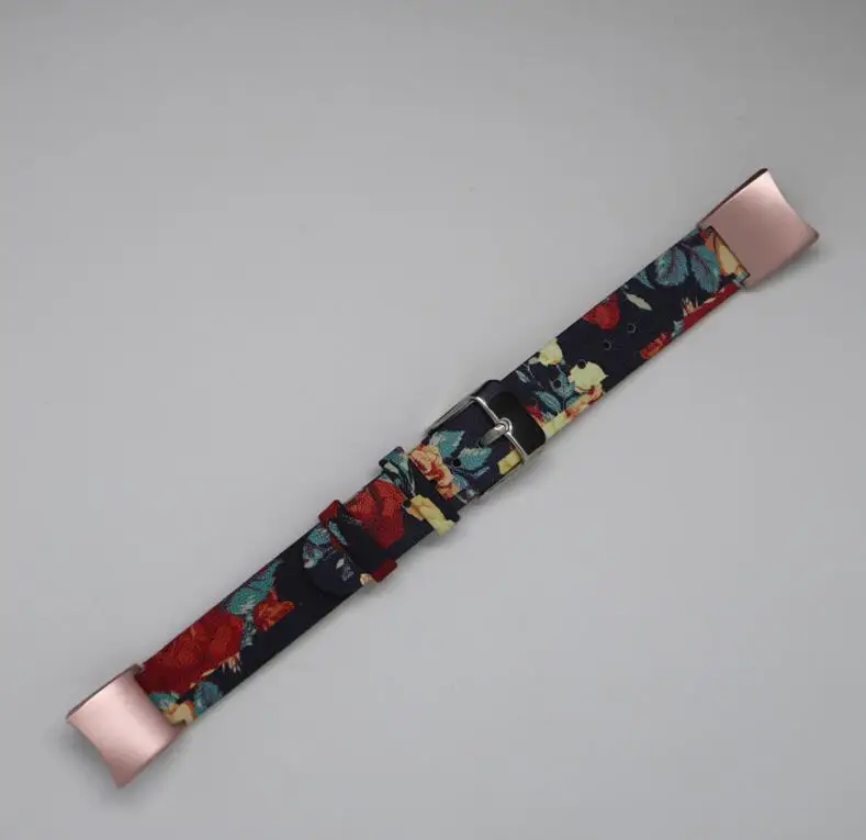 rose pink Браслет с цветочным принтом для huawei Honor band 4, кожаный металлический ремешок Honor band 4, браслет Pulseira Accesorio - Цвет: rose pink