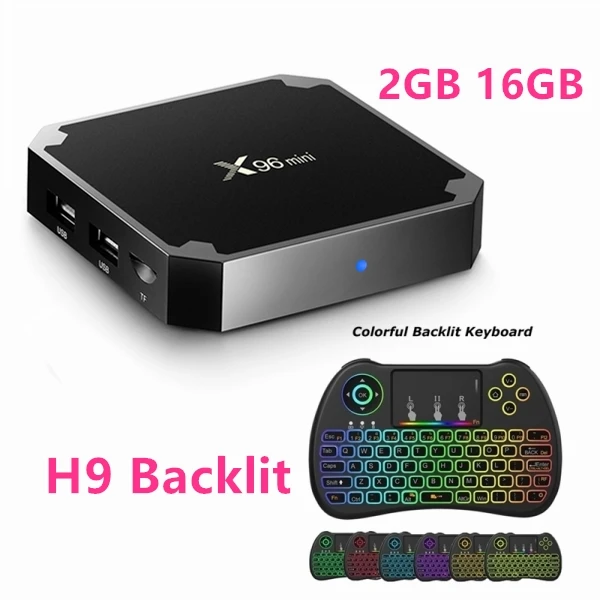 [] X96 Мини ТВ приставка 2 ГБ DDR3 16 Гб eMMC Android 7.1.2 Amlogic S905W четырехъядерный 2,4 ГГц WiFi Suppot H.265 UHD 4K медиаплеер - Цвет: 2GB 16GB H9 Backlit