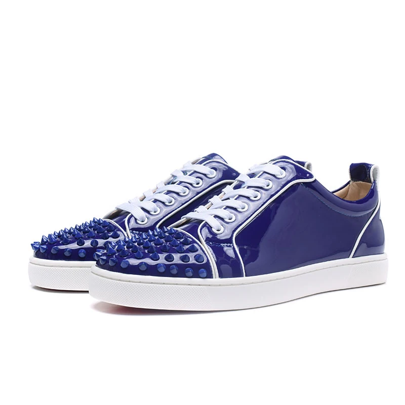 Мужская обувь на плоской подошве из лакированной кожи синего цвета повседневные