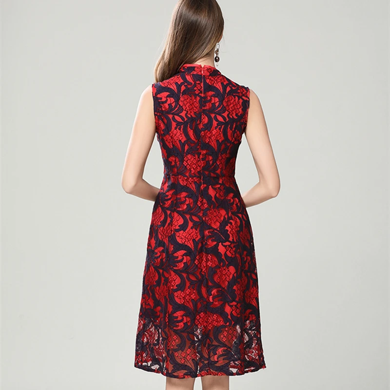 Новинка 2017 года Для женщин летнее платье Высокое качество китайский Стиль черный