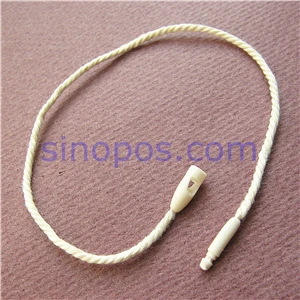 beige cotton cord Пластиковая висячая бирка уплотнительная веревка с пулевидной вилкой, нейлоновый хлопковый шнур защелкивающаяся головка петля замок Пряжка модная сумка ценник веревка крепеж - Цвет: beige cotton cord